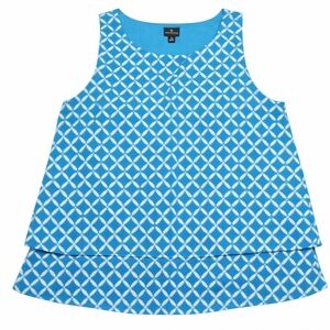 Worthington Blue and White Sleeveless Blouse